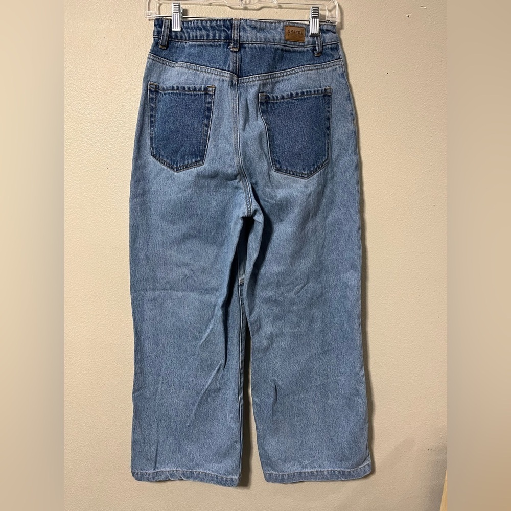Wide leg patchwork high waisted denim jeans Ghanda Australia - Picture 3 of 7